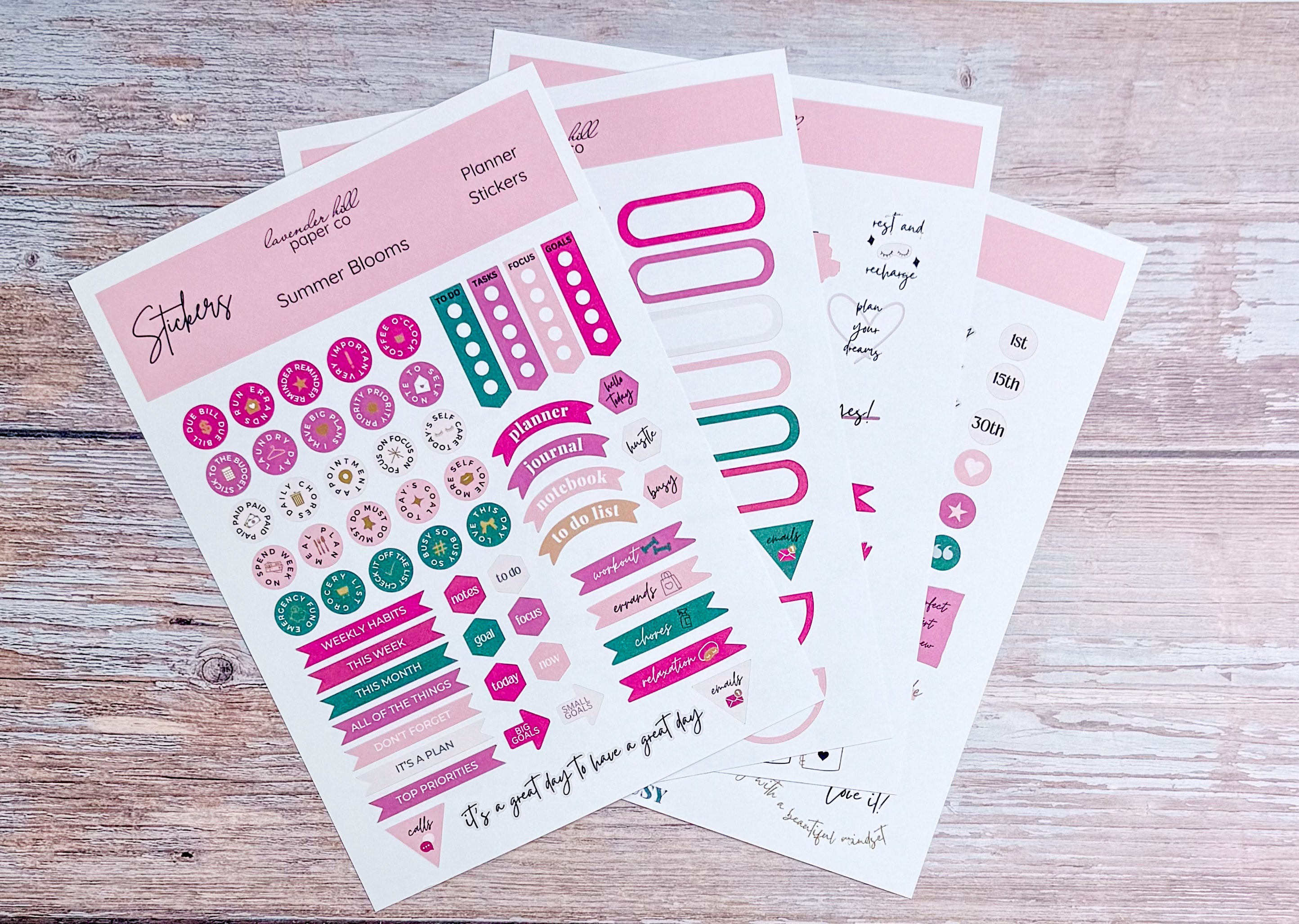 Planner Sticker Pack- Summer Blooms – Lavender Hill Paper Company