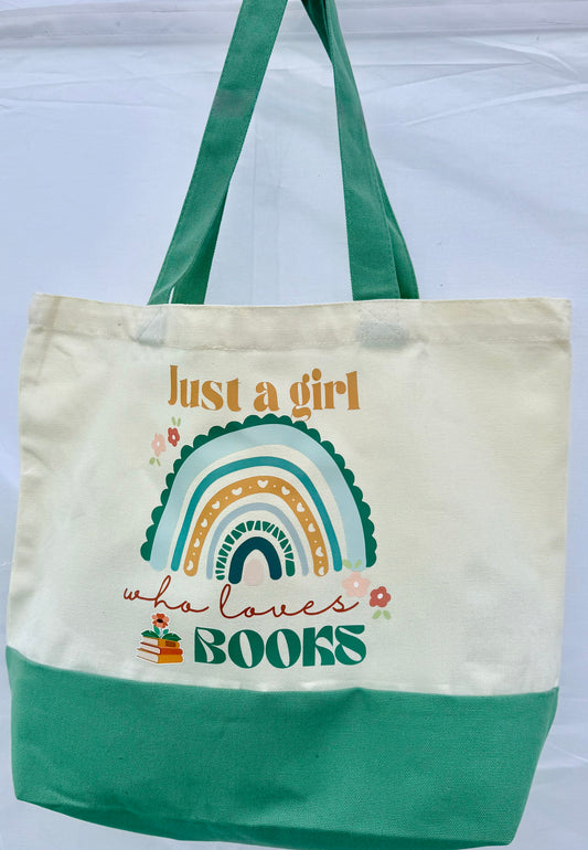 Bookish Canvas Tote- Just a Girl Who Loves Books