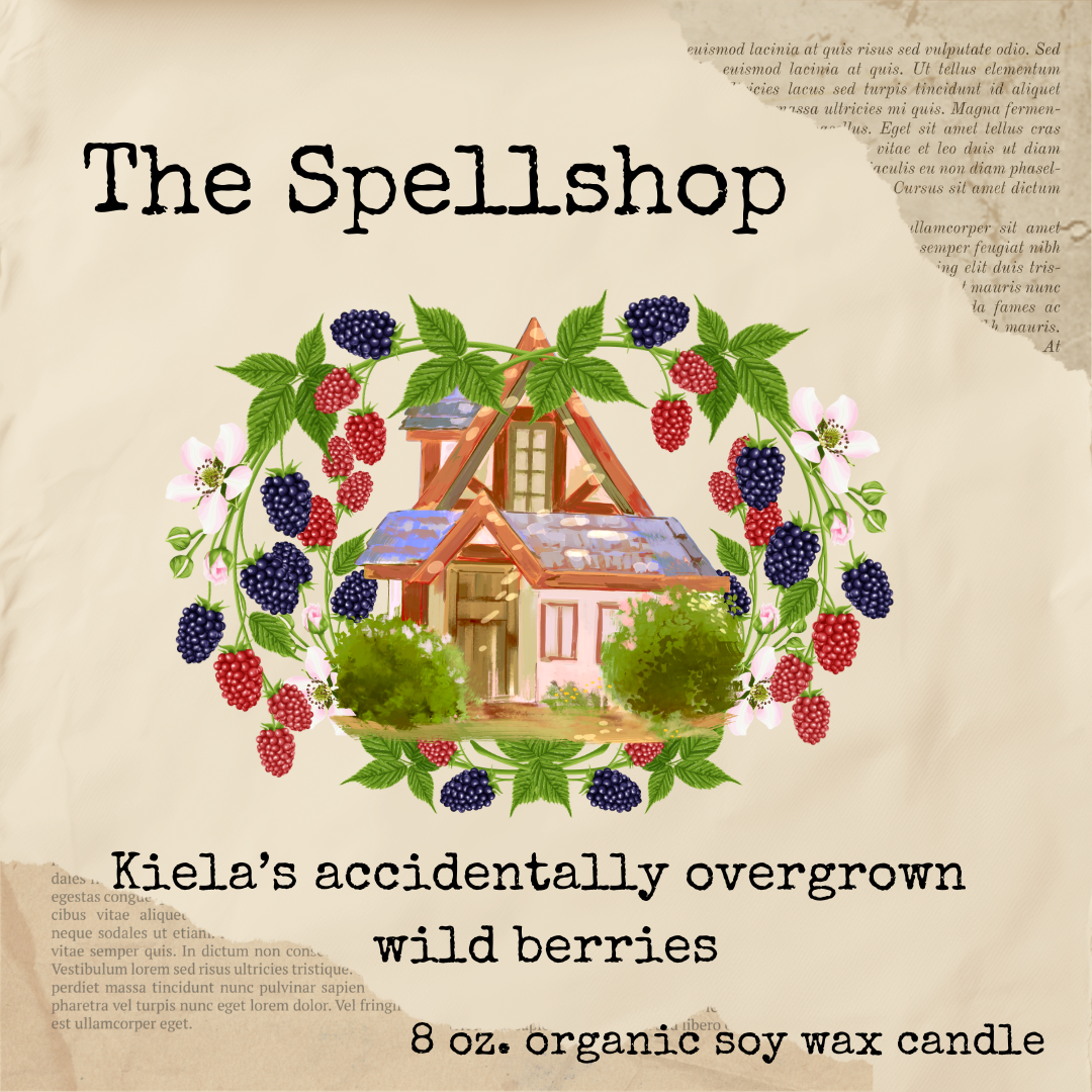 The Spellshop bookish candle label by Lavender Hill Paper Co