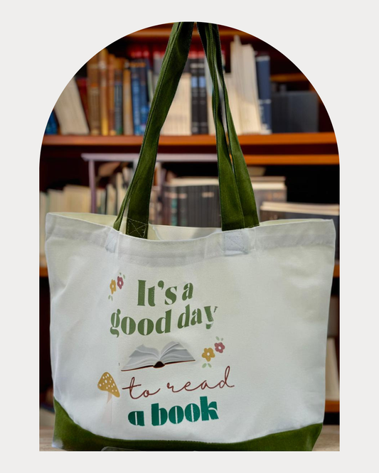 Bookish Canvas Tote- It’s a Good Day to Read a Book