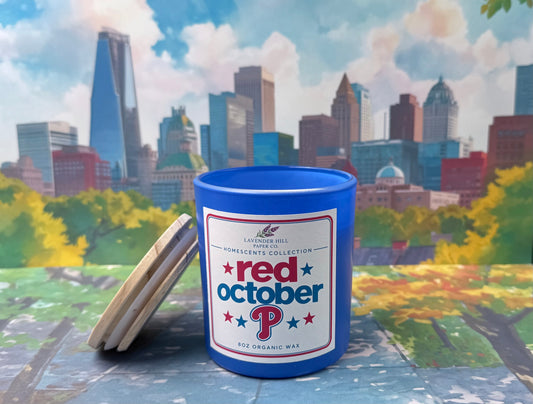 Red October Philly sports candle by Lavender Hill Paper Co, photo 2