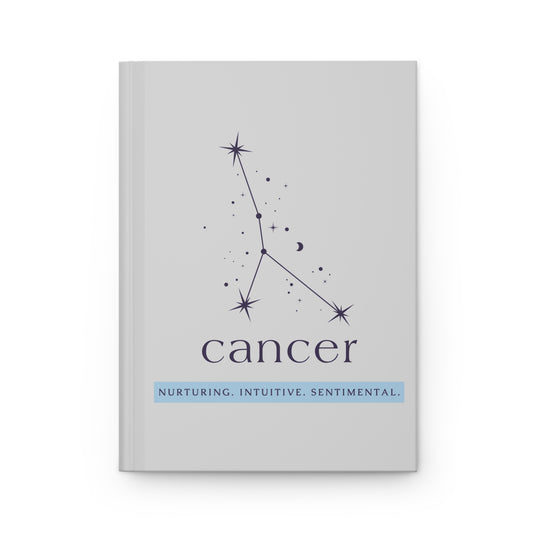 Cancer Hardcover Journal — Nurturing • Intuitive • Sentimental | Zodiac Constellation Notebook