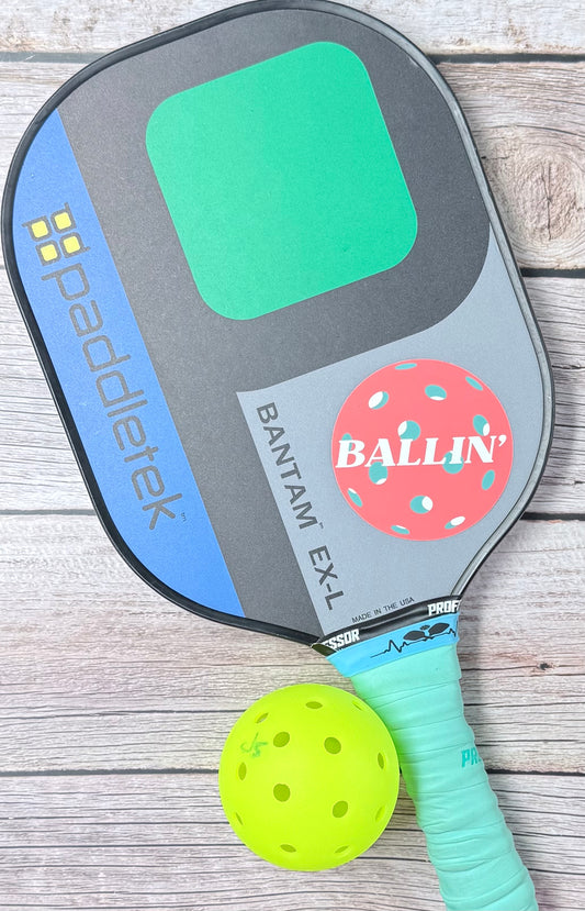 Pickleball Sticker- Ballin (Pink)