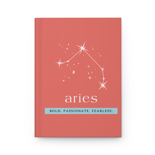 Aries Hardcover Journal — Bold • Passionate • Fearless | Zodiac Constellation Notebook