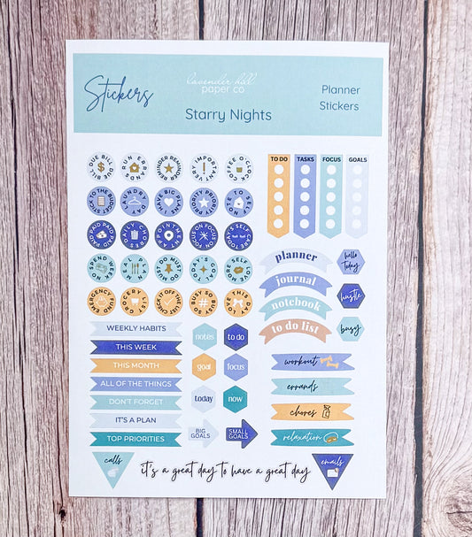 Planner Sticker Pack- Starry Nights