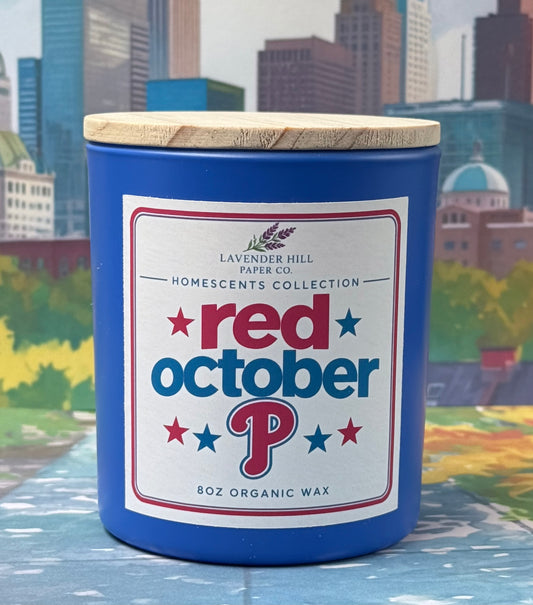Red October Philly sports candle by Lavender Hill Paper Co