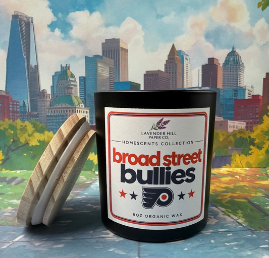 Broad St Bullies Philly sports candle by Lavender Hill Paper Co, photo 2