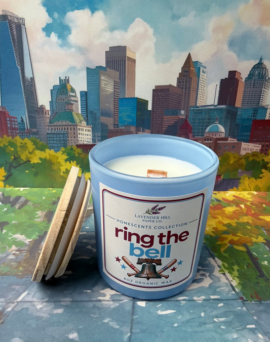 Ring the Bell Philly sports candle by Lavender Hill Paper Co, photo 2