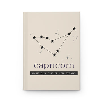Capricorn Hardcover Journal — Ambitious • Disciplined • Steady | Zodiac Constellation Notebook