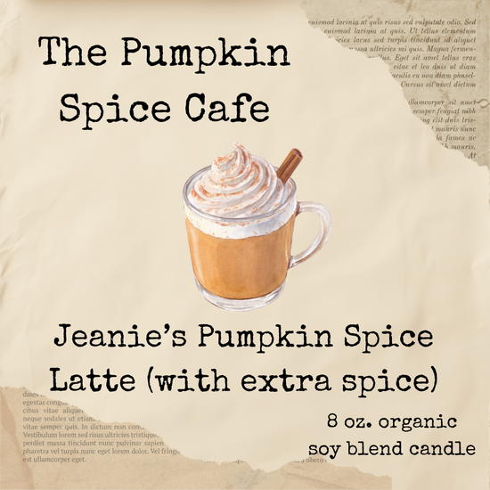 The Pumpkin Spice Cafe bookish candle label by Lavender Hill Paper Co