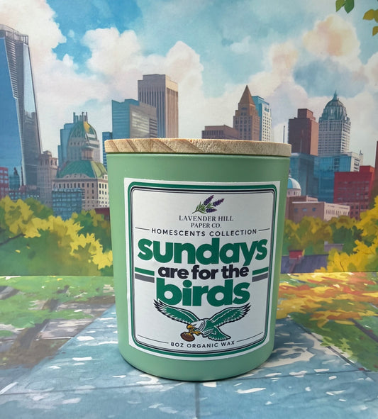 Sundays are for the Birds Philly sports candle by Lavender Hill Paper Co