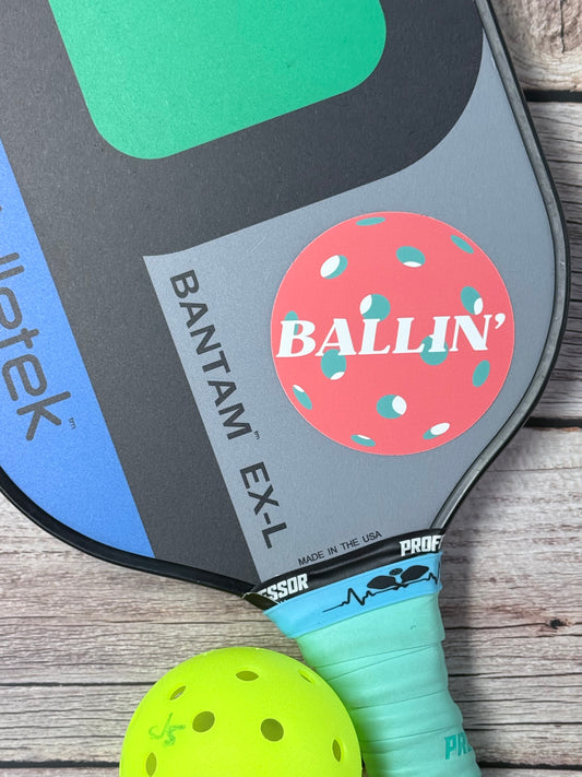 Pickleball Sticker- Ballin (Pink)