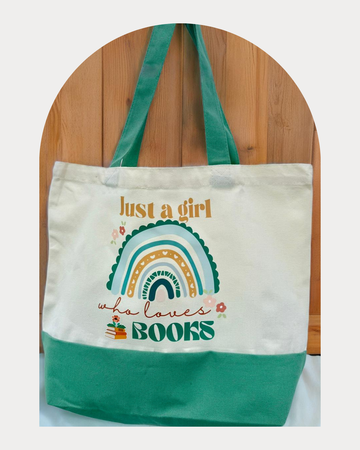 Bookish Canvas Tote- Just a Girl Who Loves Books