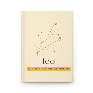 Leo Hardcover Journal — Confident • Radiant • Charismatic | Zodiac Constellation Notebook