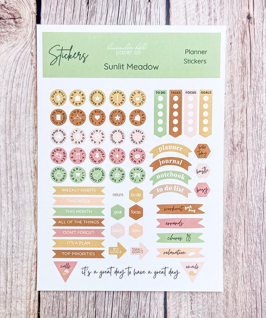 Planner Sticker Pack- Sunlit Meadow
