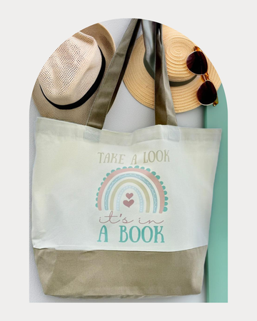 Bookish Canvas Tote- Take a Look it’s in a Book