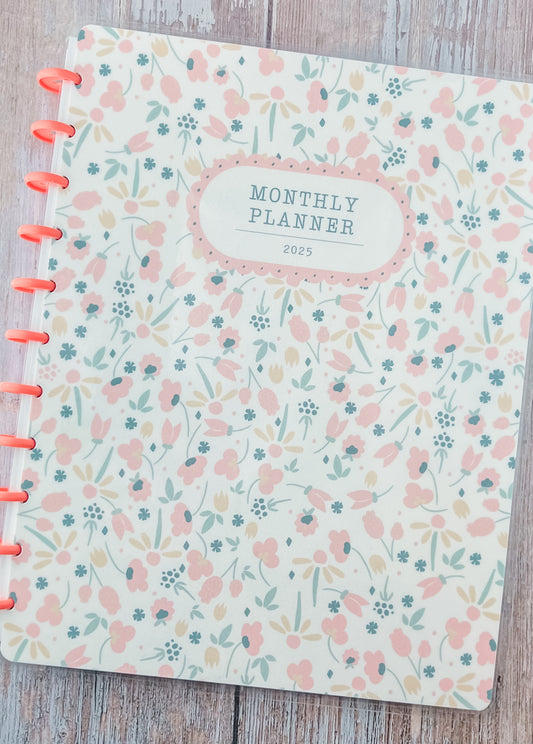 2025 Monthly Planner- Pink Flowers