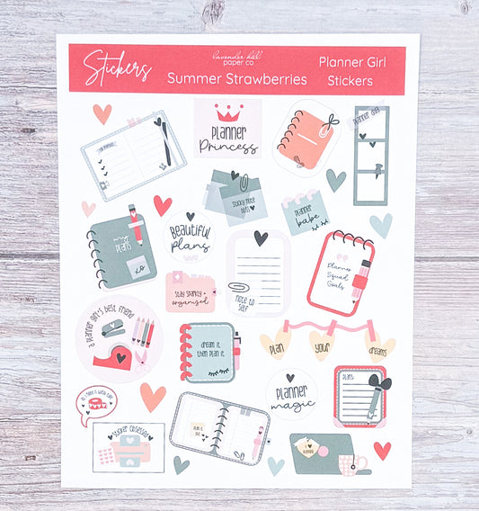 Planner Girl Stickers- Summer Strawberries