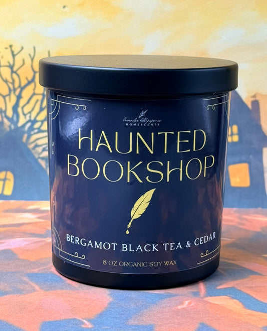 Halloween Candle- Haunted Bookshop