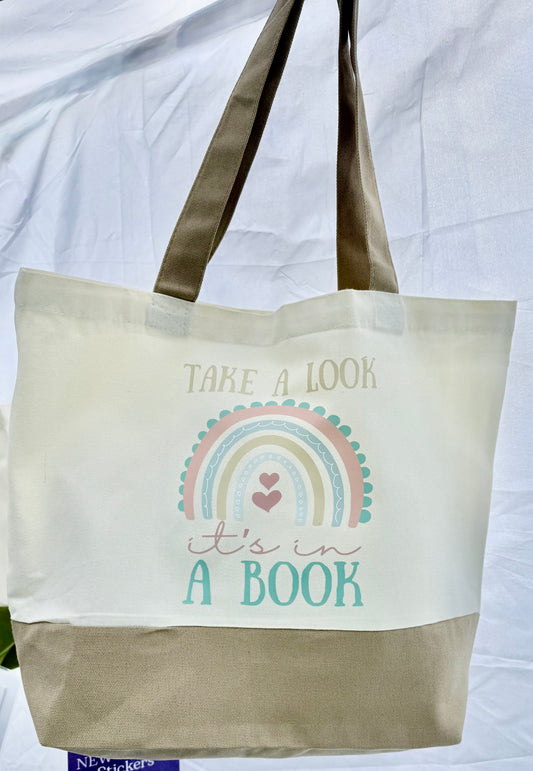 Bookish Canvas Tote- Take a Look it’s in a Book